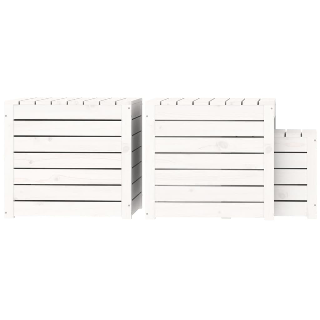 Ensemble de boîtes de jardin 3 pcs blanc bois de pin massif