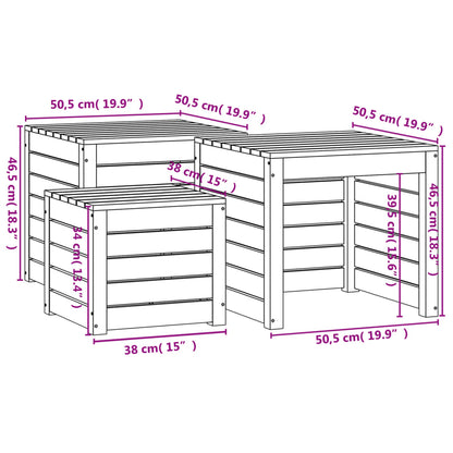 Ensemble de boîtes de jardin 3 pcs blanc bois de pin massif