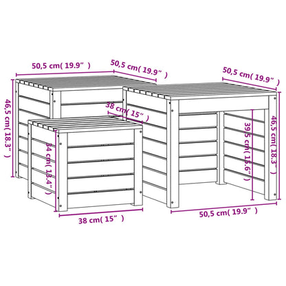 Ensemble de boîtes de jardin 3 pcs gris bois de pin massif