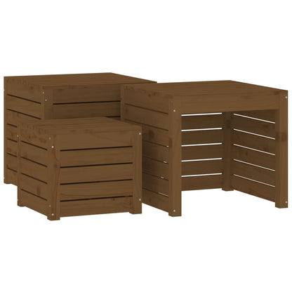 Ensemble de boîtes de jardin 3 pcs marron miel bois pin massif