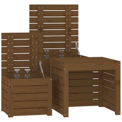 Ensemble de boîtes de jardin 3 pcs marron miel bois pin massif