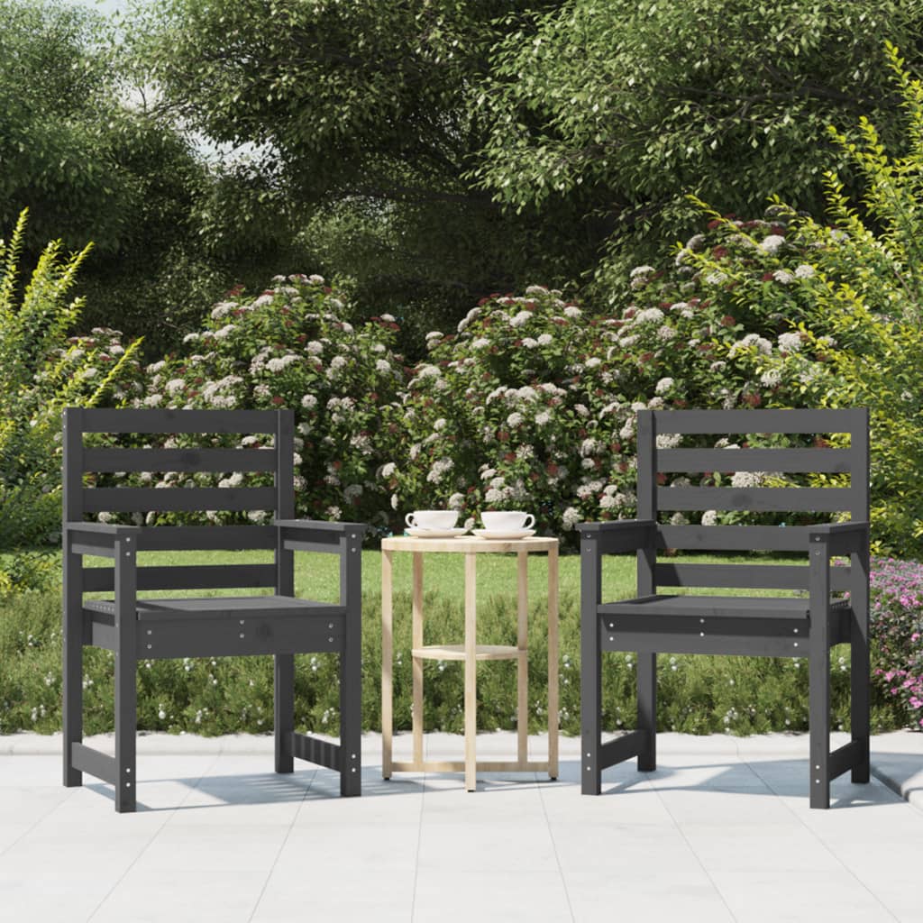 Chaises de jardin lot de 2 gris 60x48x91 cm bois massif de pin