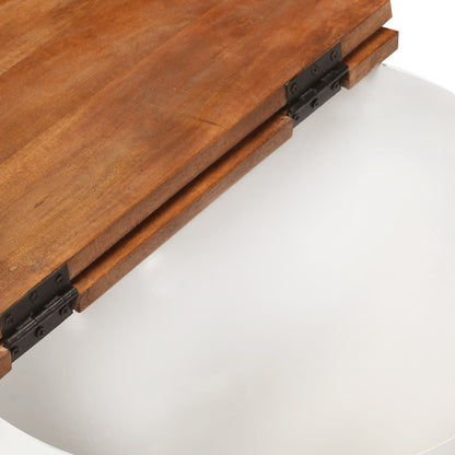 Table basse blanc 50x27 cm bois de récupération massif