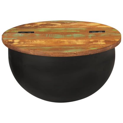 Table basse noir 50x27 cm bois de récupération massif