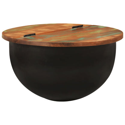 Table basse noir 50x27 cm bois de récupération massif