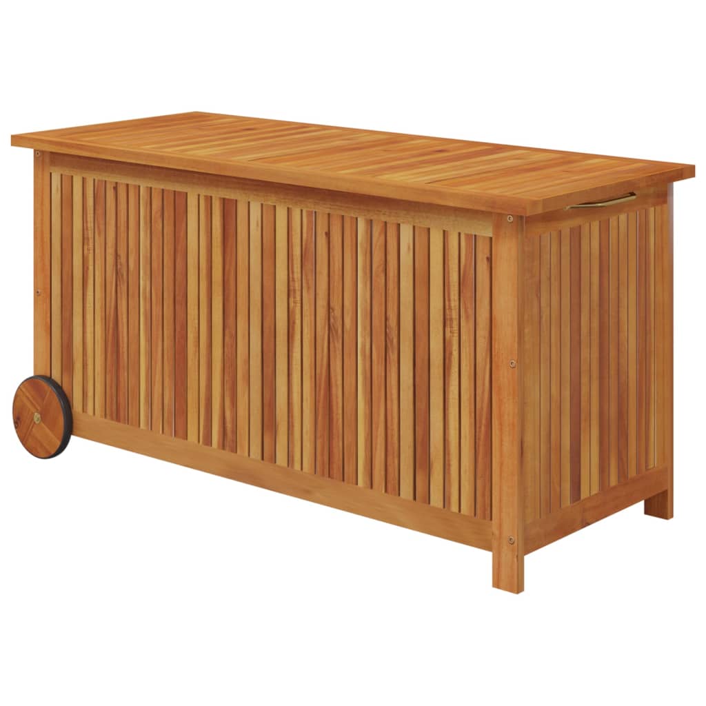 Boîte de rangement de jardin avec roues 113x50x58cm Bois acacia