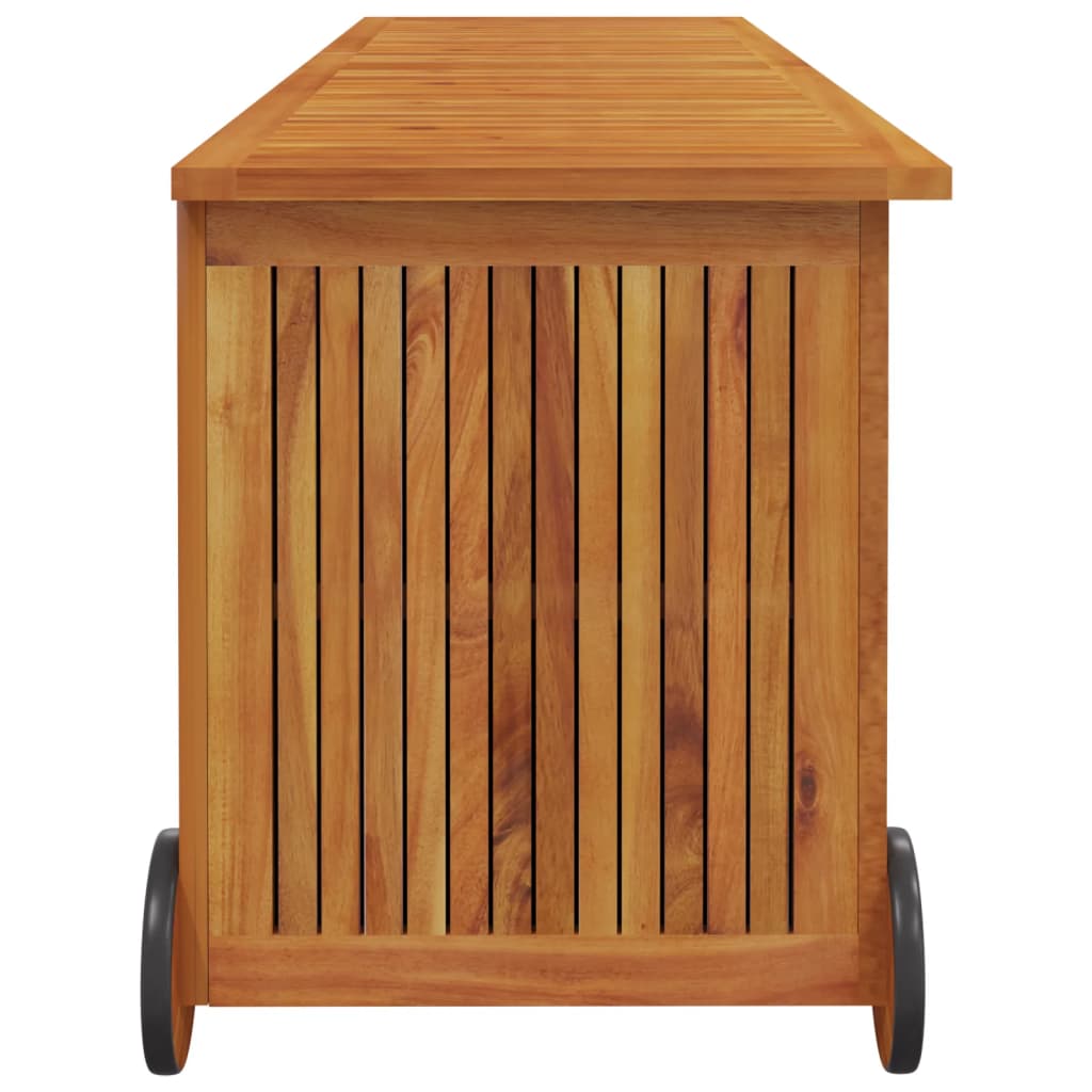 Boîte de rangement de jardin avec roues 150x50x58cm bois acacia