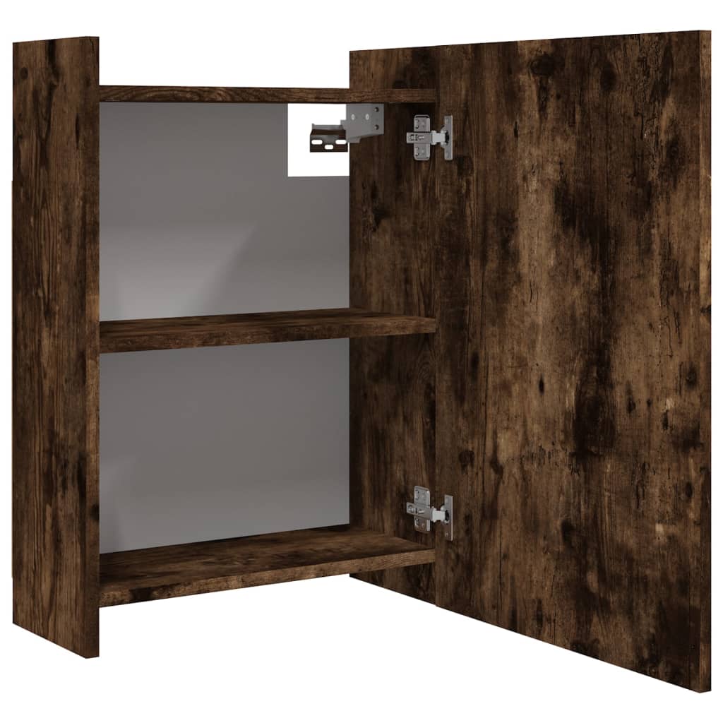 Armoire à miroir de salle de bain Chêne fumé 62,5x20,5x64 cm