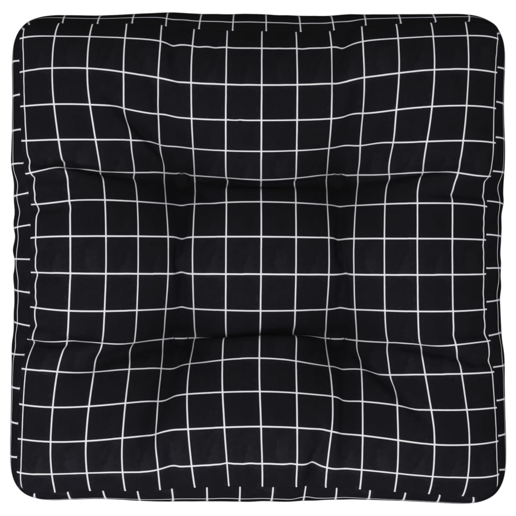 Coussin de palette motif à carreaux noir 50x50x12 cm tissu