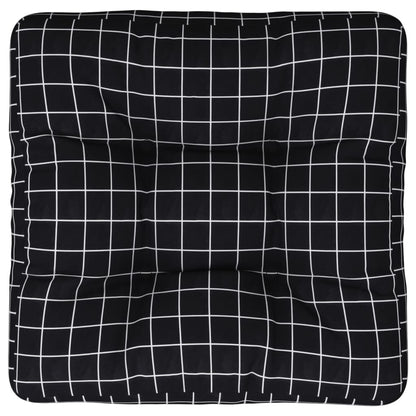 Coussin de palette motif à carreaux noir 50x50x12 cm tissu