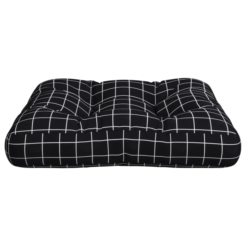 Coussin de palette motif à carreaux noir 50x50x12 cm tissu