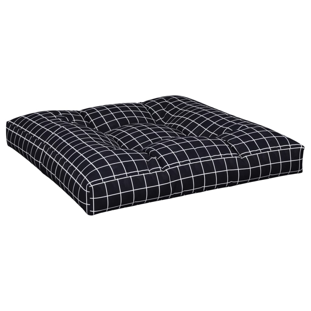 Coussins de palette lot de 2 motif à carreaux noir tissu