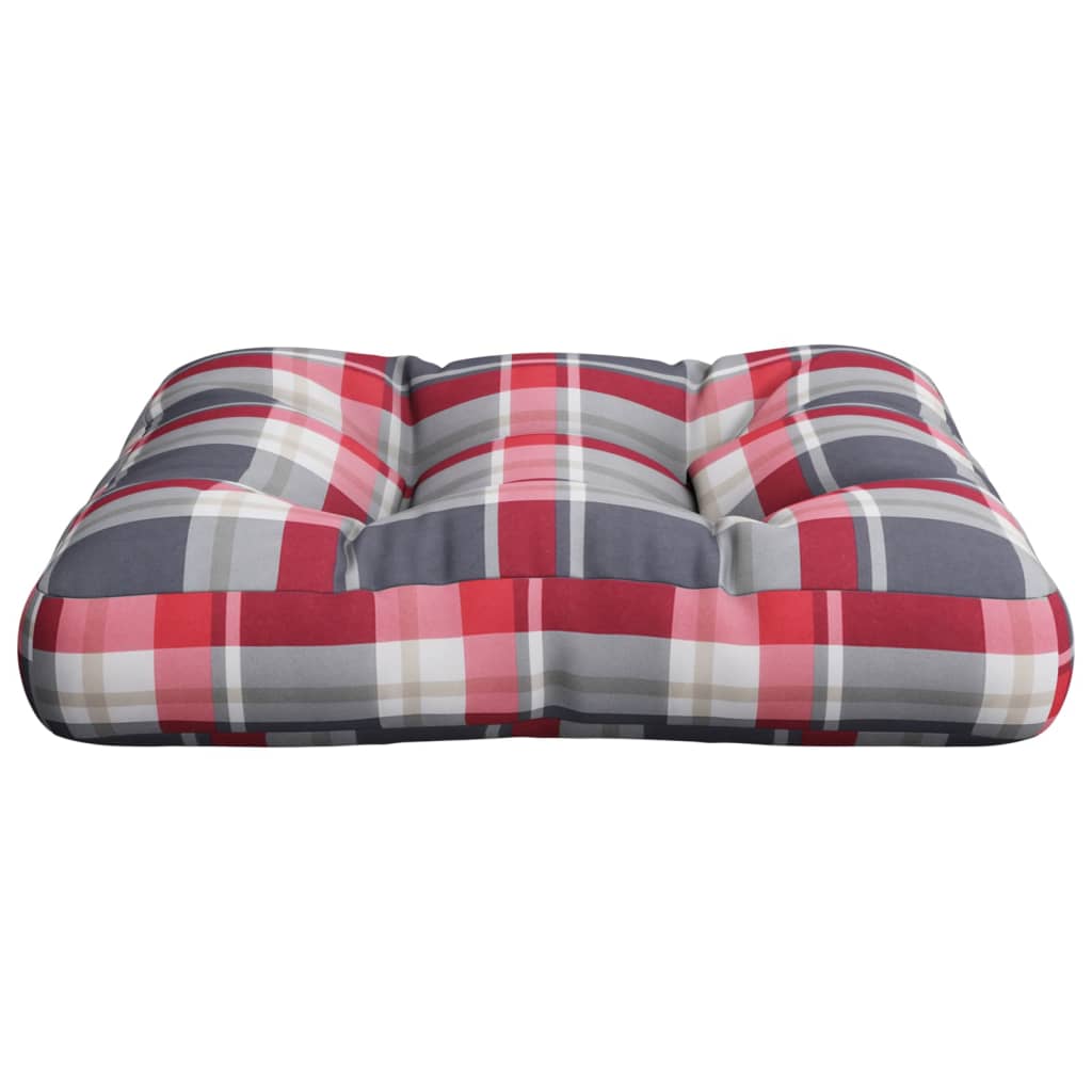 Coussin de palette motif à carreaux rouge tissu