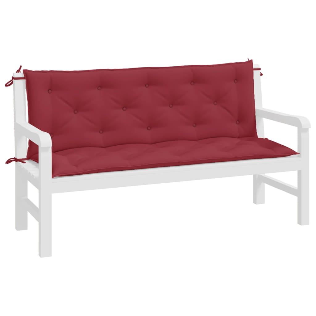 Coussins de banc de jardin lot de 2 rouge bordeaux tissu Oxford