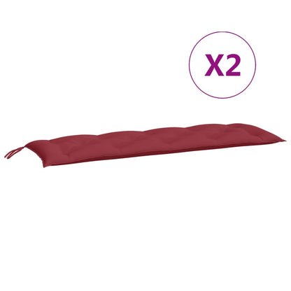 Coussins de banc de jardin lot de 2 rouge bordeaux tissu Oxford