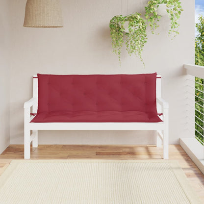 Coussins de banc de jardin lot de 2 rouge bordeaux tissu Oxford