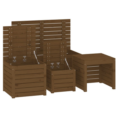 Ensemble de boîtes de jardin 4 pcs marron miel bois pin massif