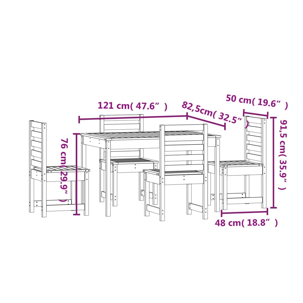 Ensemble à manger de jardin 5 pcs bois massif Douglas