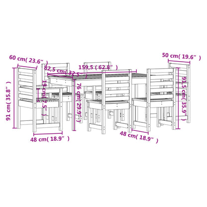 Ensemble à manger de jardin 7 pcs bois massif Douglas