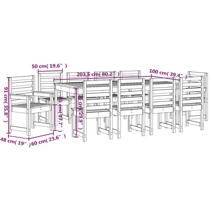 Ensemble à manger de jardin 11 pcs bois massif Douglas