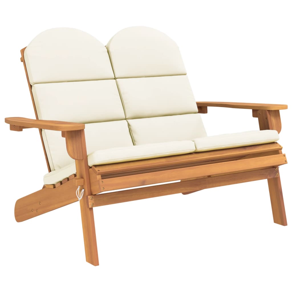 Banc de jardin Adirondack et coussins 126 cm bois massif acacia