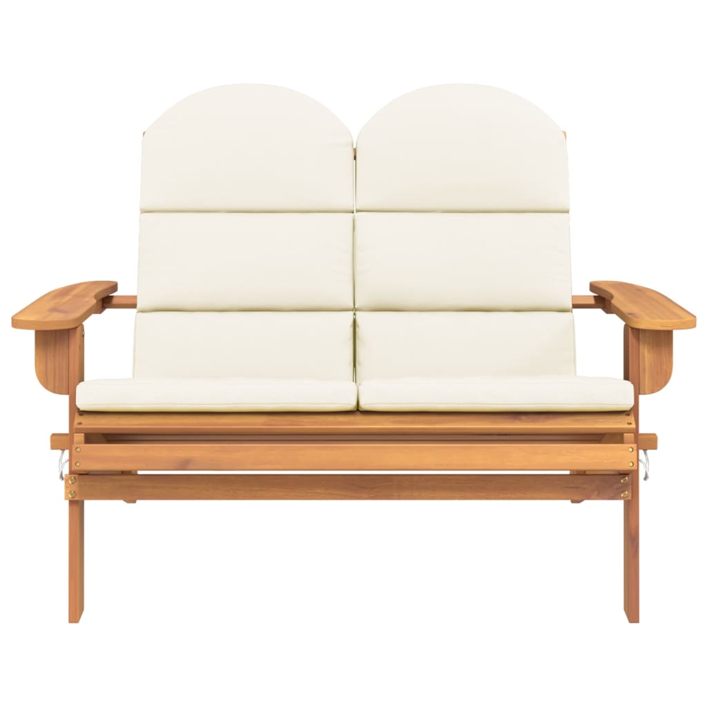 Banc de jardin Adirondack et coussins 126 cm bois massif acacia