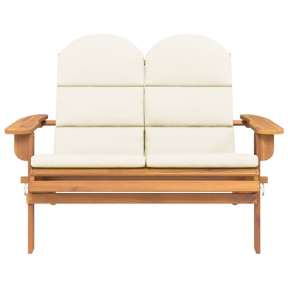 Banc de jardin Adirondack et coussins 126 cm bois massif acacia