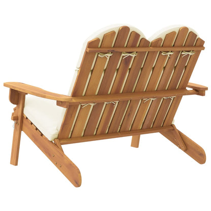 Banc de jardin Adirondack et coussins 126 cm bois massif acacia