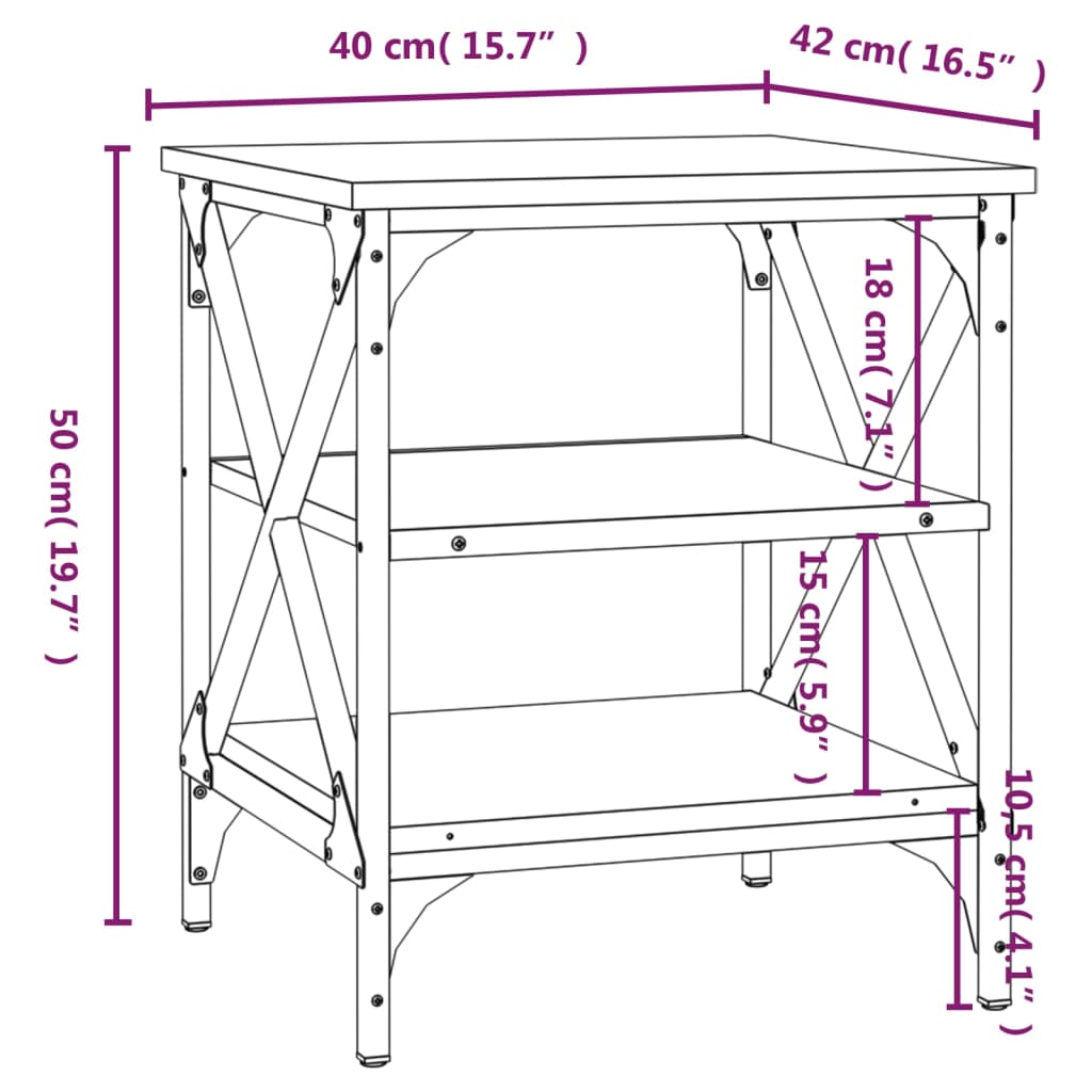 Tables d'appoint 2 pcs Noir 40x42x50 cm Bois d’ingénierie