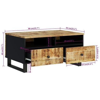 Table basse 80x54x40 cm Bois de manguier solide et d'ingénierie