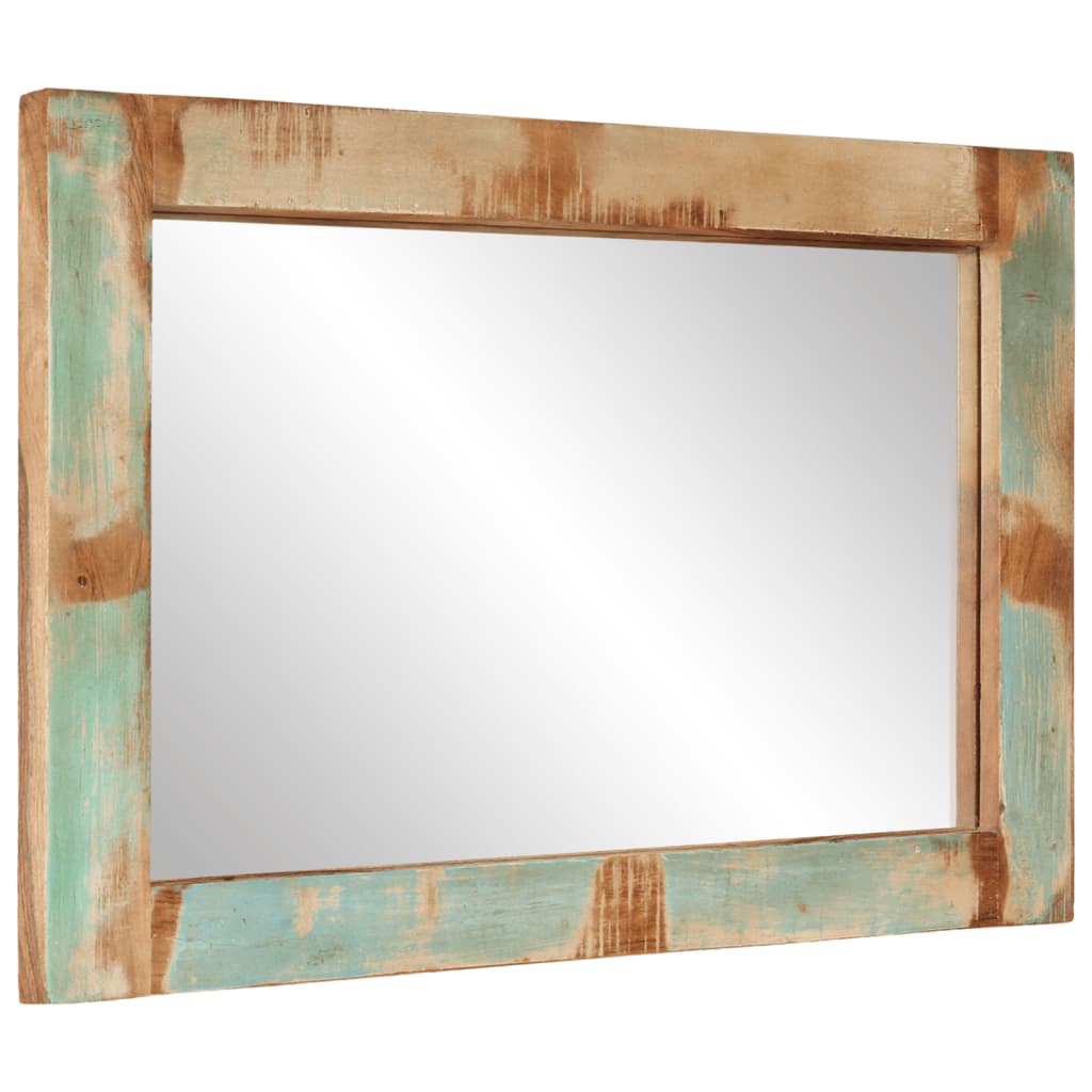 Miroir 70x50 cm bois massif de récupération et verre