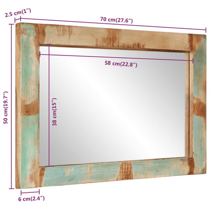 Miroir 70x50 cm bois massif de récupération et verre