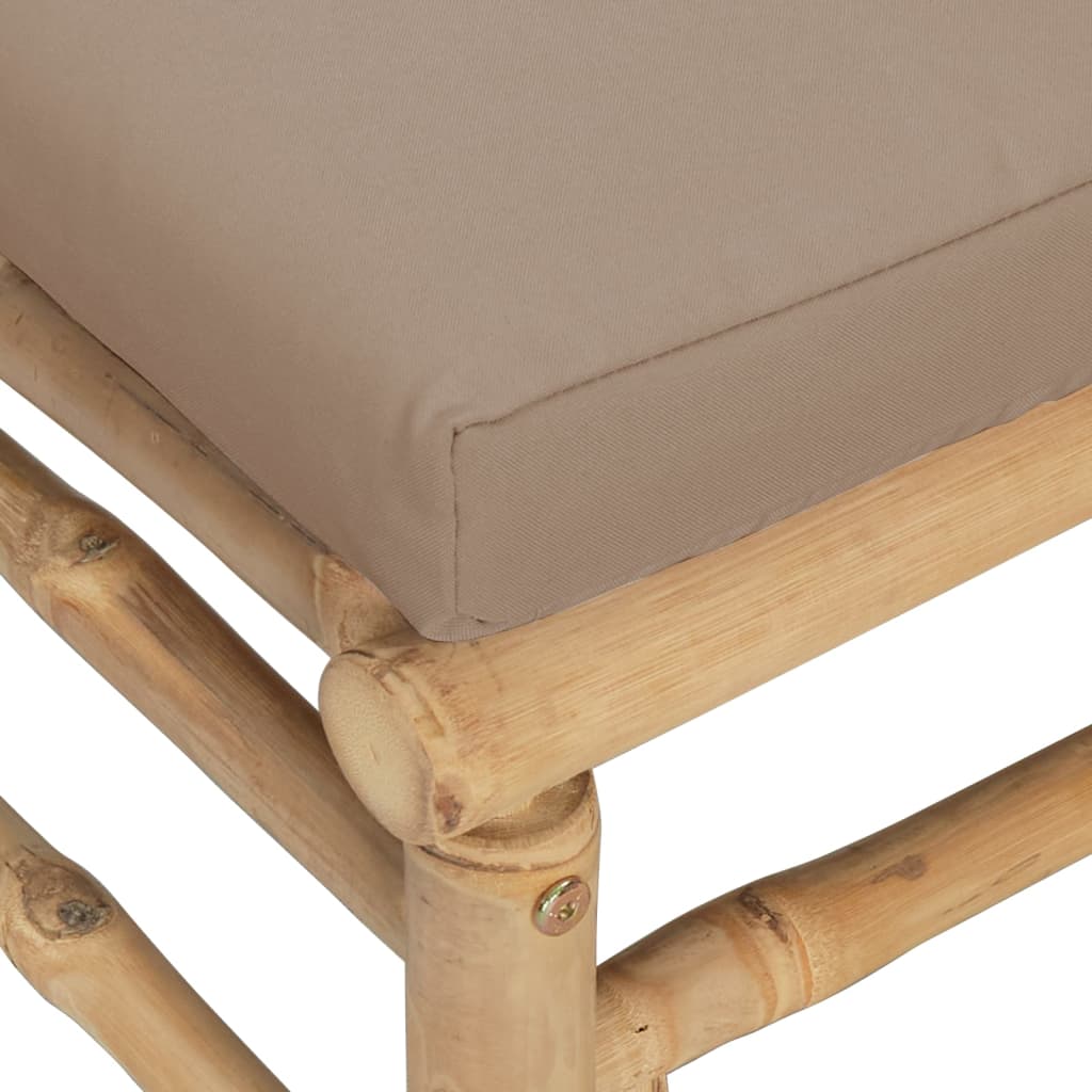 Canapé d'angle de jardin avec coussins taupe bambou