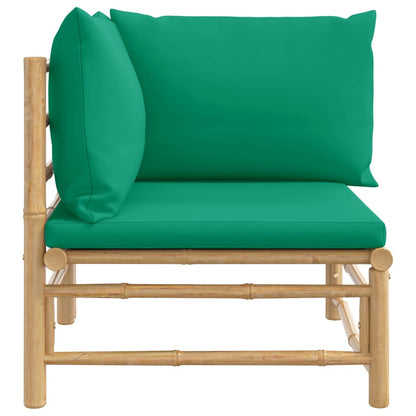 Canapé d'angle de jardin avec coussins vert bambou