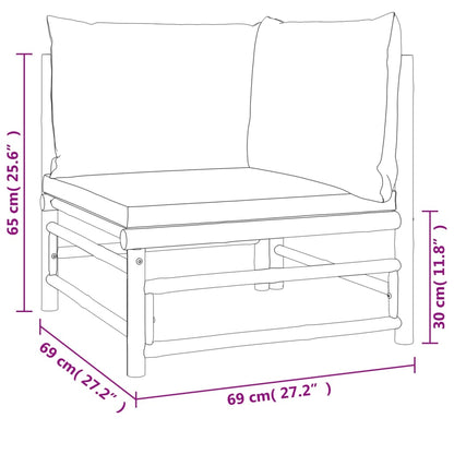 Canapé d'angle de jardin avec coussins vert bambou