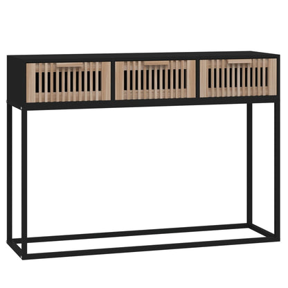 Table console noir 105x30x75 cm bois d'ingénierie et fer