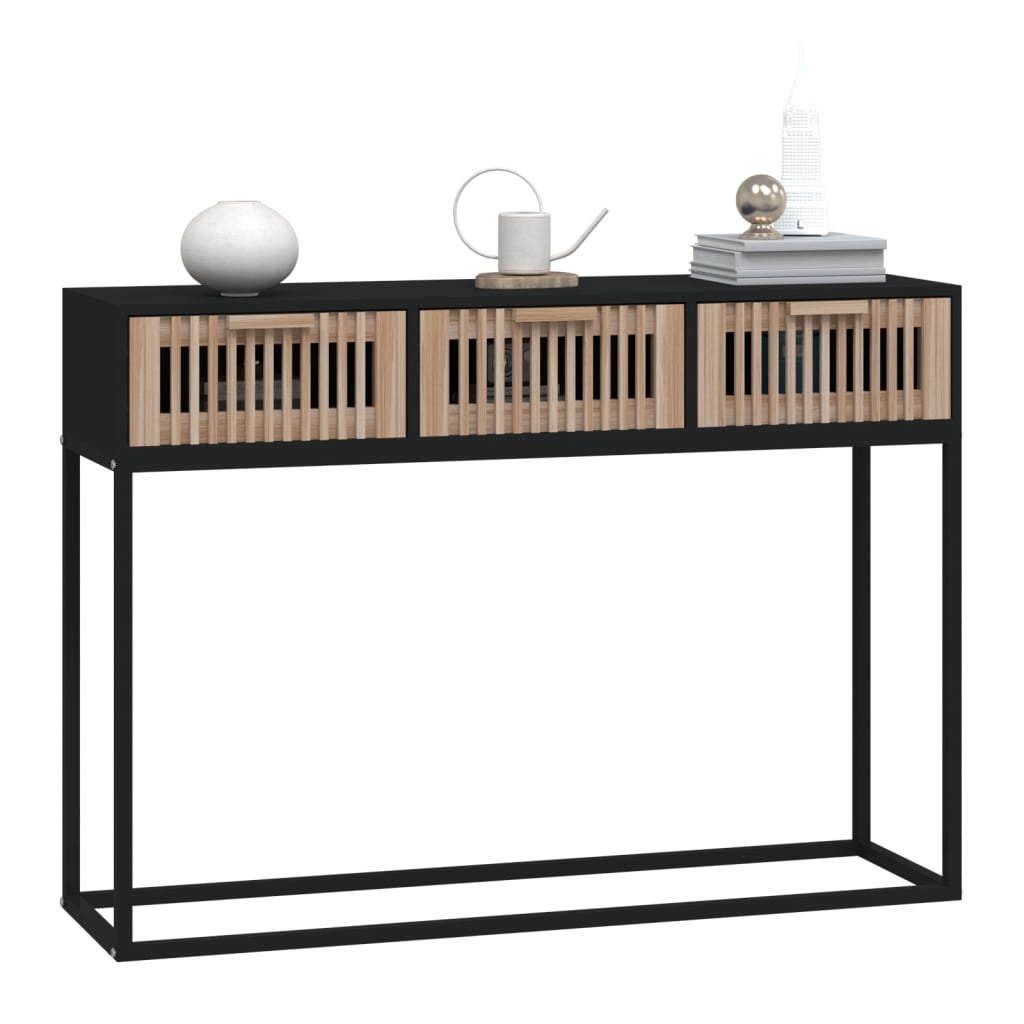 Table console noir 105x30x75 cm bois d'ingénierie et fer