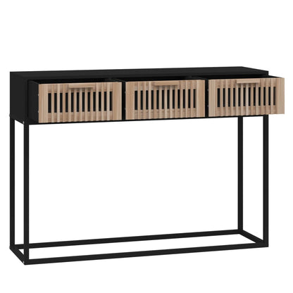 Table console noir 105x30x75 cm bois d'ingénierie et fer