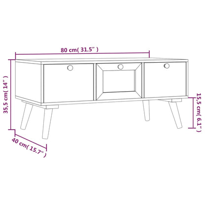 Table basse avec tiroirs 80x40x35,5 cm bois d'ingénierie