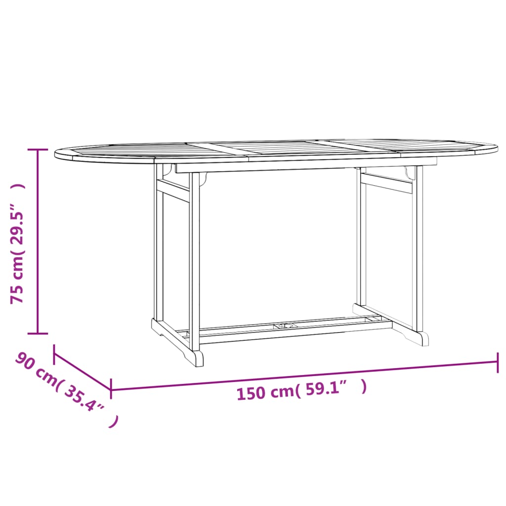 Ensemble à manger de jardin 7 pcs Bois de teck solide