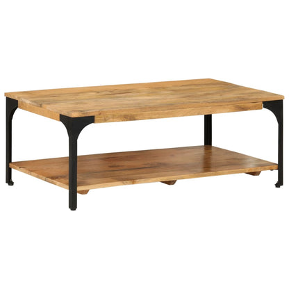 Table basse 2 niveaux 100x55x38cm bois manguier massif et acier