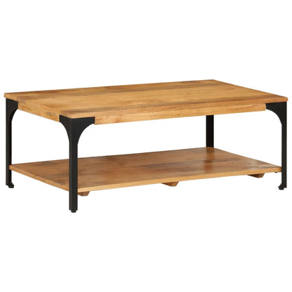 Table basse 2 niveaux 100x55x38cm bois manguier massif et acier