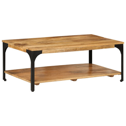 Table basse 2 niveaux 100x55x38cm bois manguier massif et acier