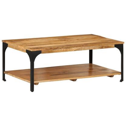 Table basse 2 niveaux 100x55x38cm bois manguier massif et acier