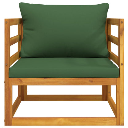 Chaise de jardin avec coussins verts bois massif d'acacia