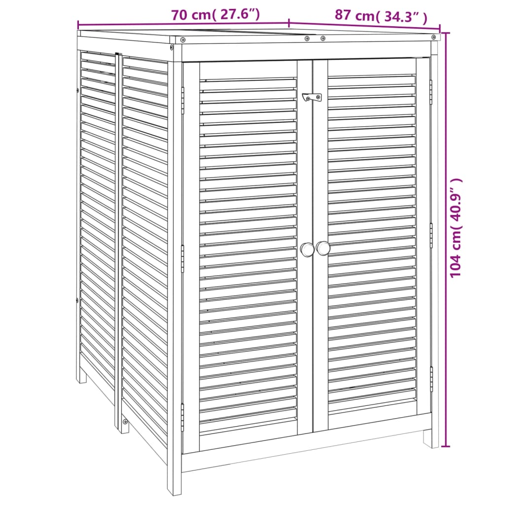 Boîte de rangement de jardin 70x87x104 cm bois massif d'acacia