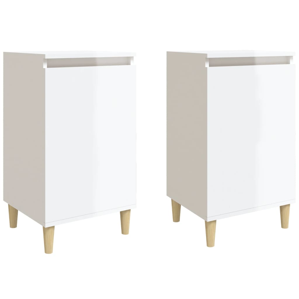 Tables de chevet 2pcs blanc brillant 40x35x70cm bois ingénierie