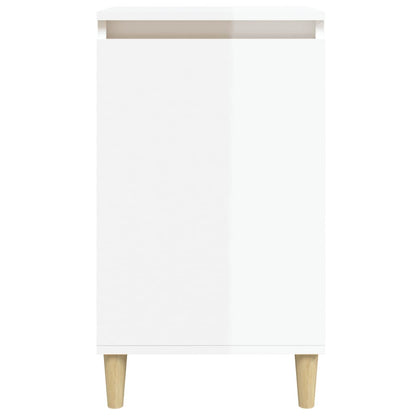 Tables de chevet 2pcs blanc brillant 40x35x70cm bois ingénierie