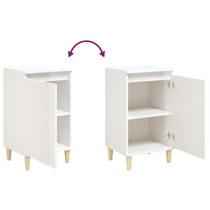 Tables de chevet 2pcs blanc brillant 40x35x70cm bois ingénierie