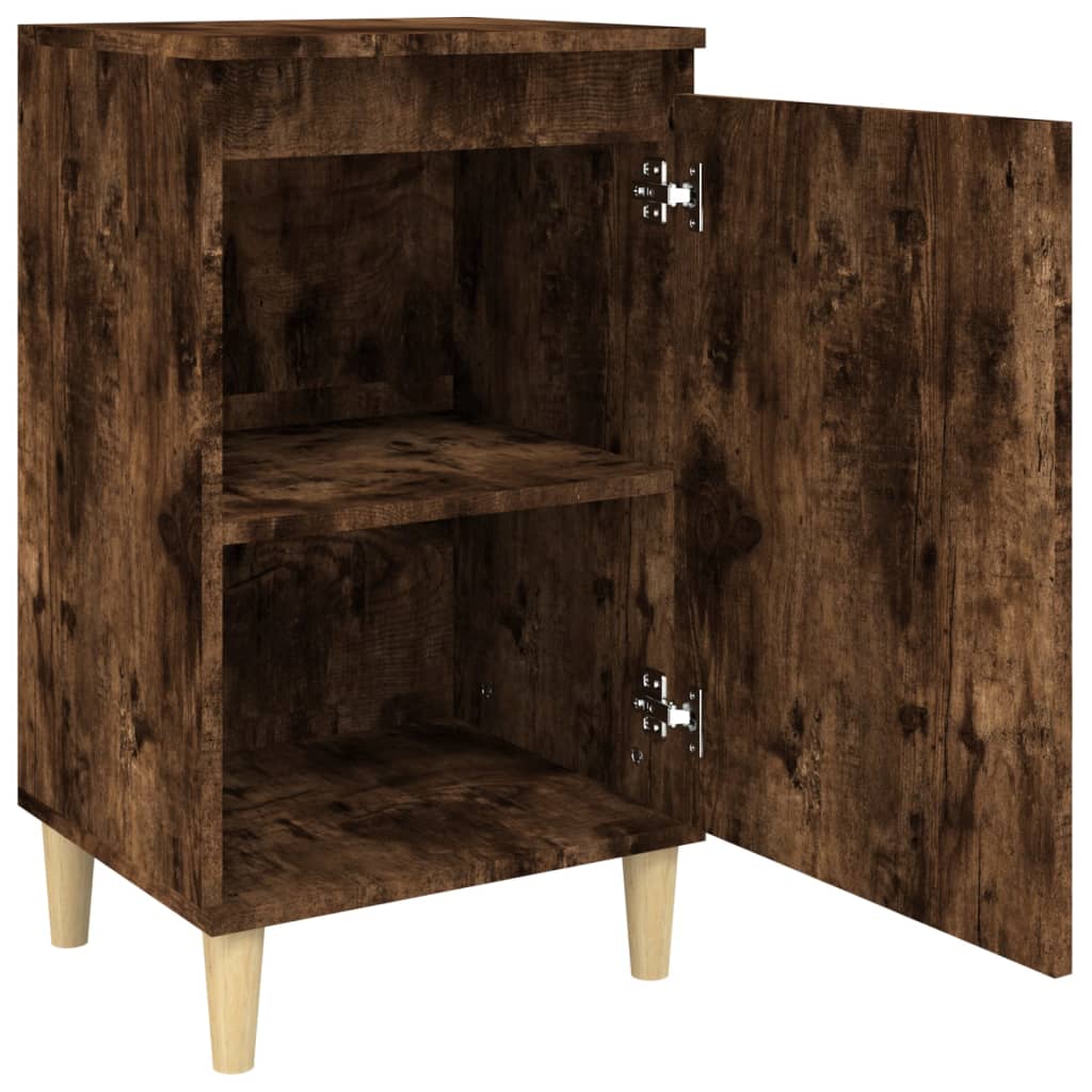 Table de chevet chêne fumé 40x35x70 cm bois d'ingénierie